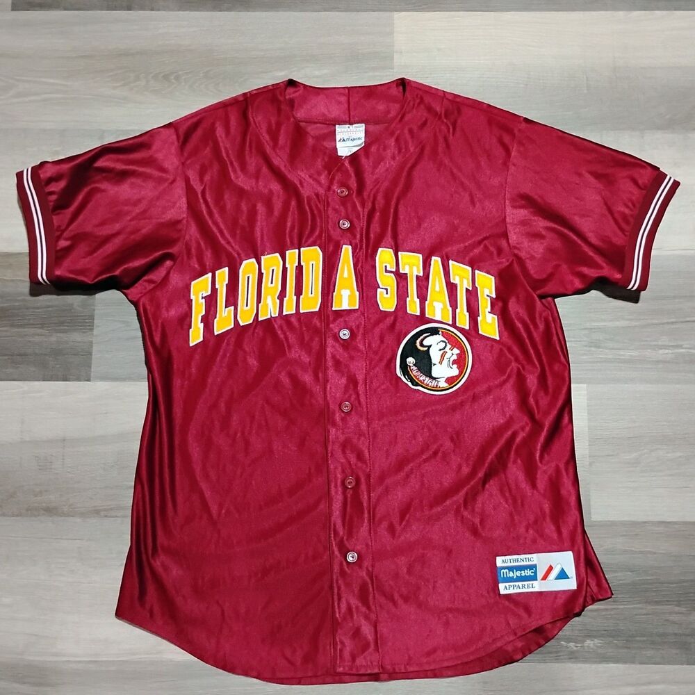Vintage Florida State Seminoles Baseball Jersey Mens XL Red Majestic NCAA Team